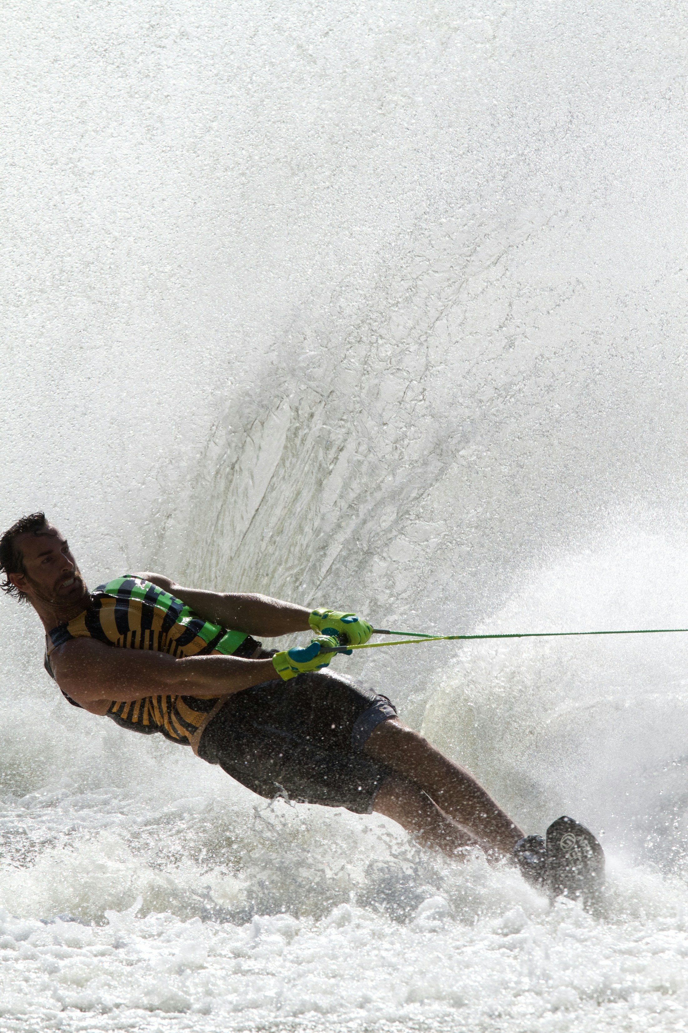 Water skier carving a turn at Swiss Ski School in Clermont